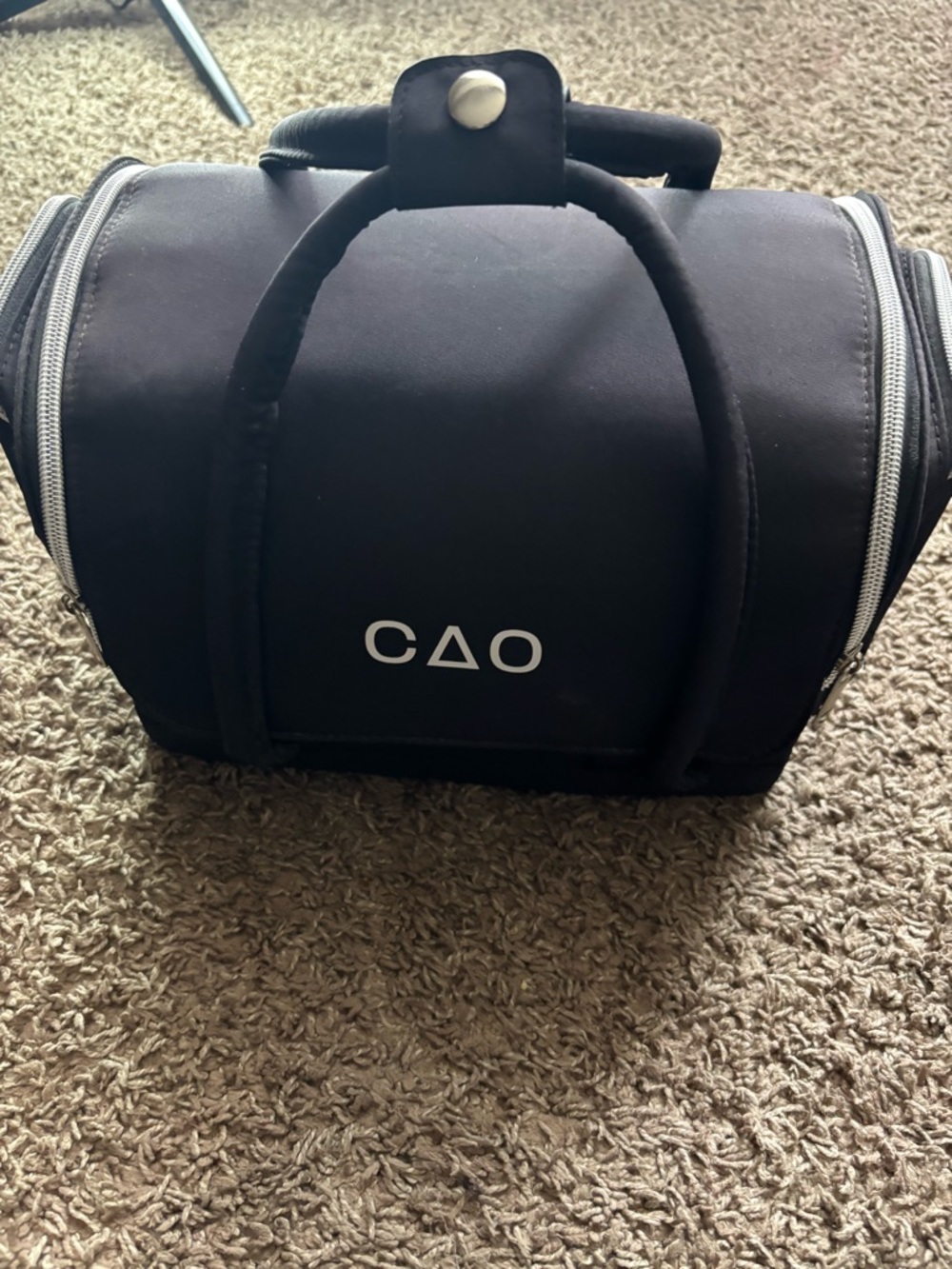 Black Travel Cosmetic Case with Dual Handles